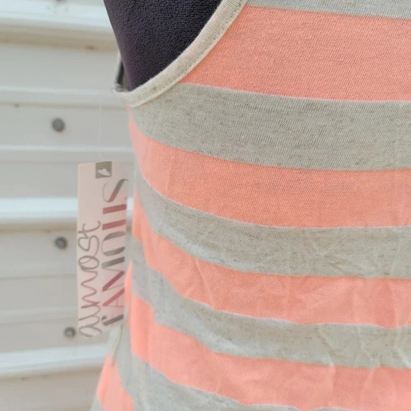 NWT Almost Famous Neon Orange Gray Stiped Chevron Tank Maxi Dress Linen sz M - Picture 12 of 12